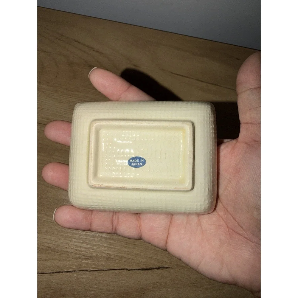 Bamboo Design Thick Ceramic Soap Ring Dish Japan